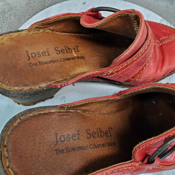 Josef Seibel Shoes Womens EU 38 US 7 Red Spirit Nature Vintage Leather Clog *GUC - Picture 2 of 9